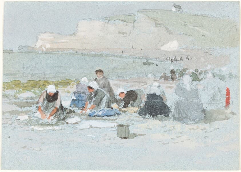 Washerwomen on the Beach at Etretat — George Henry Boughton
