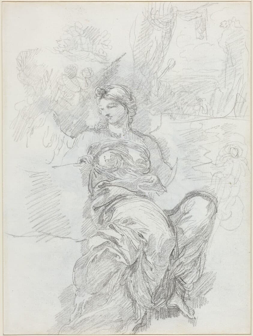 Seated Angel in a Landscape [recto] — Anicet-Charles-Gabriel Lemonnier
