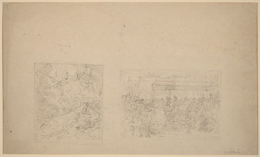 Study of Moses Striking the Rock and a Procession [verso] — Benjamin West