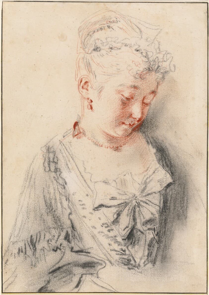 Seated Woman Looking Down — Antoine Watteau