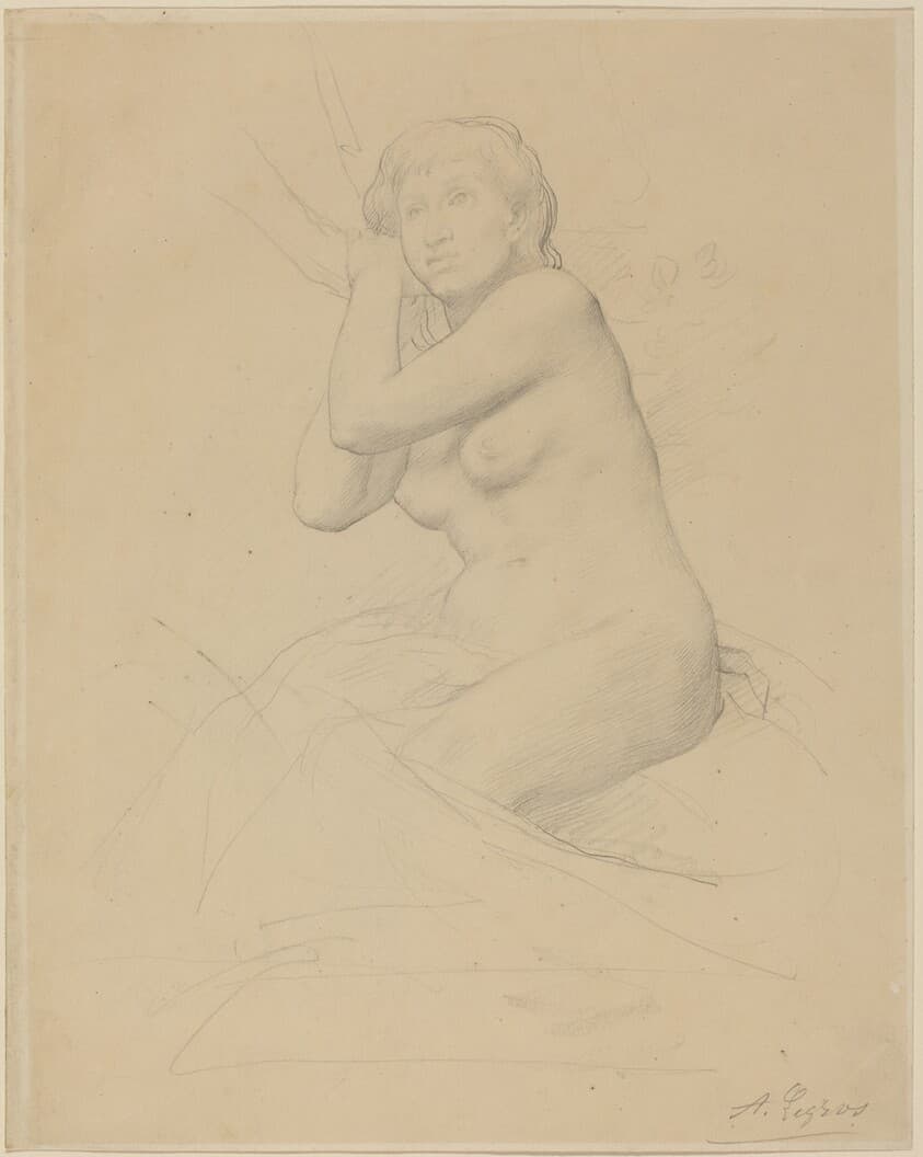 Female Nude Seated — Alphonse Legros