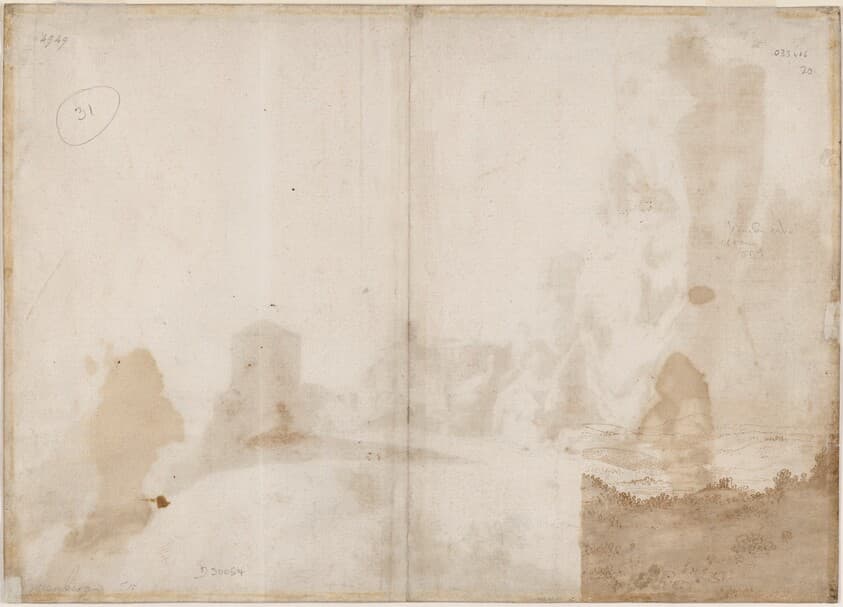 The Fantastic Rocks and Castle at Bomarzo [verso] — Bartholomeus Breenbergh