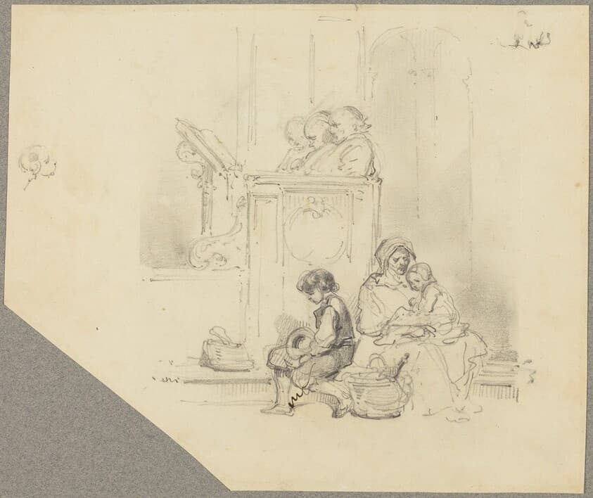 Figures at a Church Service — Hippolyte Bellangé