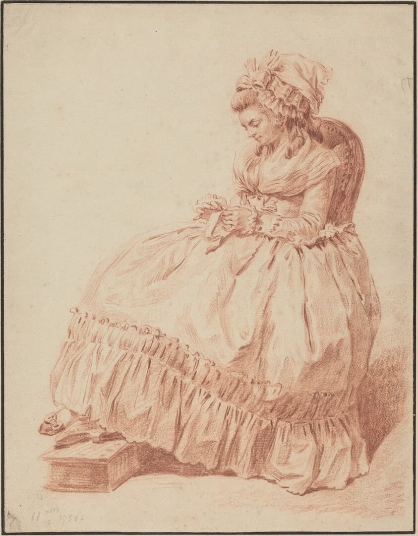 Seated Woman Sewing — Louis Rolland Trinquesse