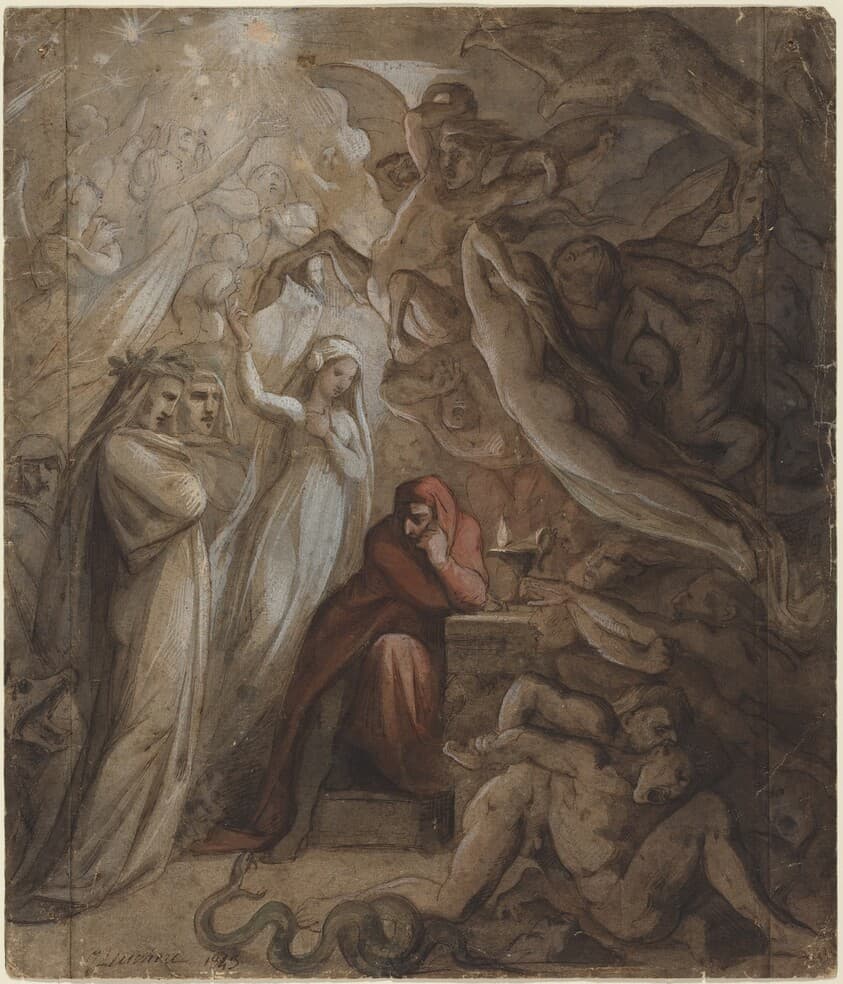 Dante Meditating on the "Divine Comedy" — Jean-Jacques Feuchère