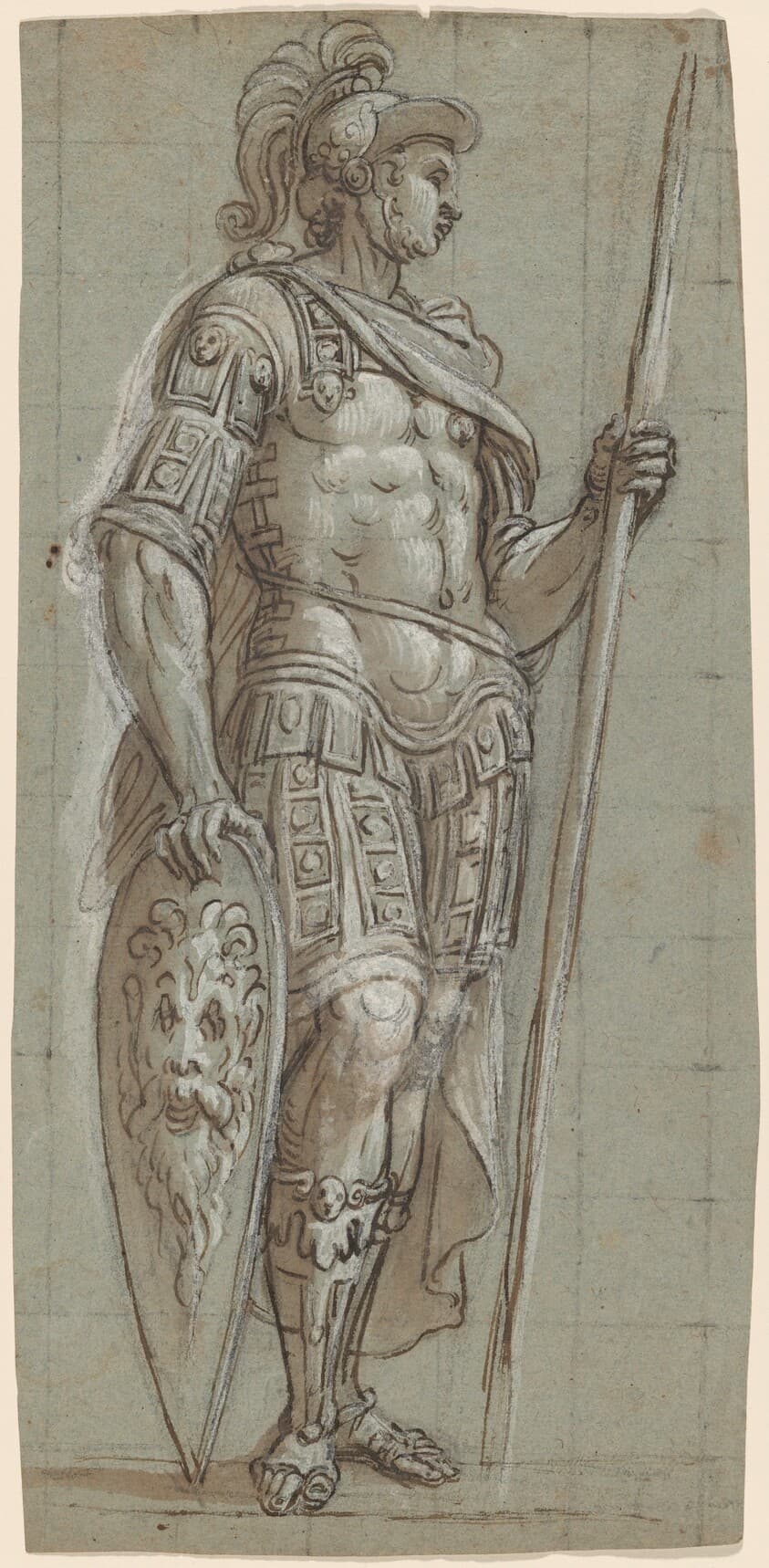 A Soldier in Ancient Roman Costume with Pike and Shield — Lattanzio Gambara