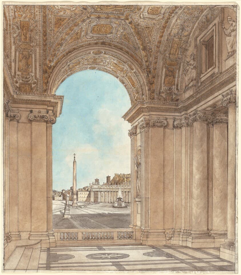 The Piazza of Saint Peter's Seen through an Arch of the Basilica — Giacomo Quarenghi