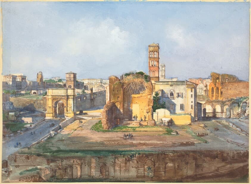 The Arch of Titus and the Temple of Venus and Rome near the Roman Forum — Ippolito Caffi