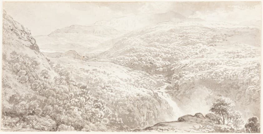 A Mountain Valley with a Waterfall — John Glover