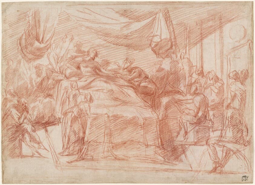 A Deathbed Scene [recto] — Polidoro da Caravaggio