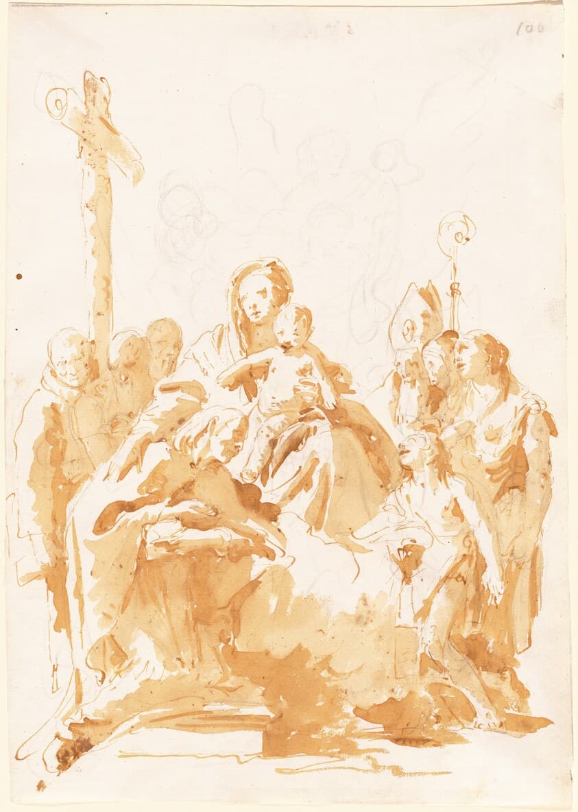 The Virgin and Child Adored by Bishops, Monks, and Women — Giovanni Battista Tiepolo