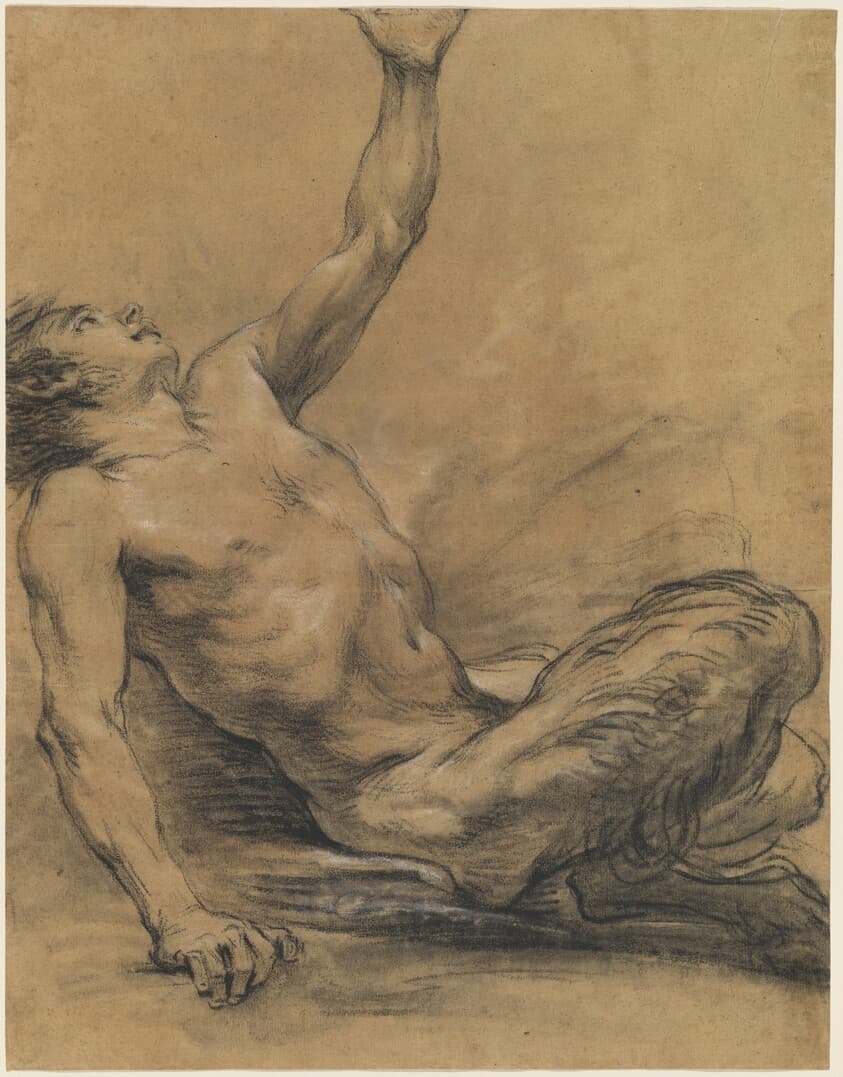 Seated Satyr Leaning Backward [recto] — Jean-Baptiste Deshays