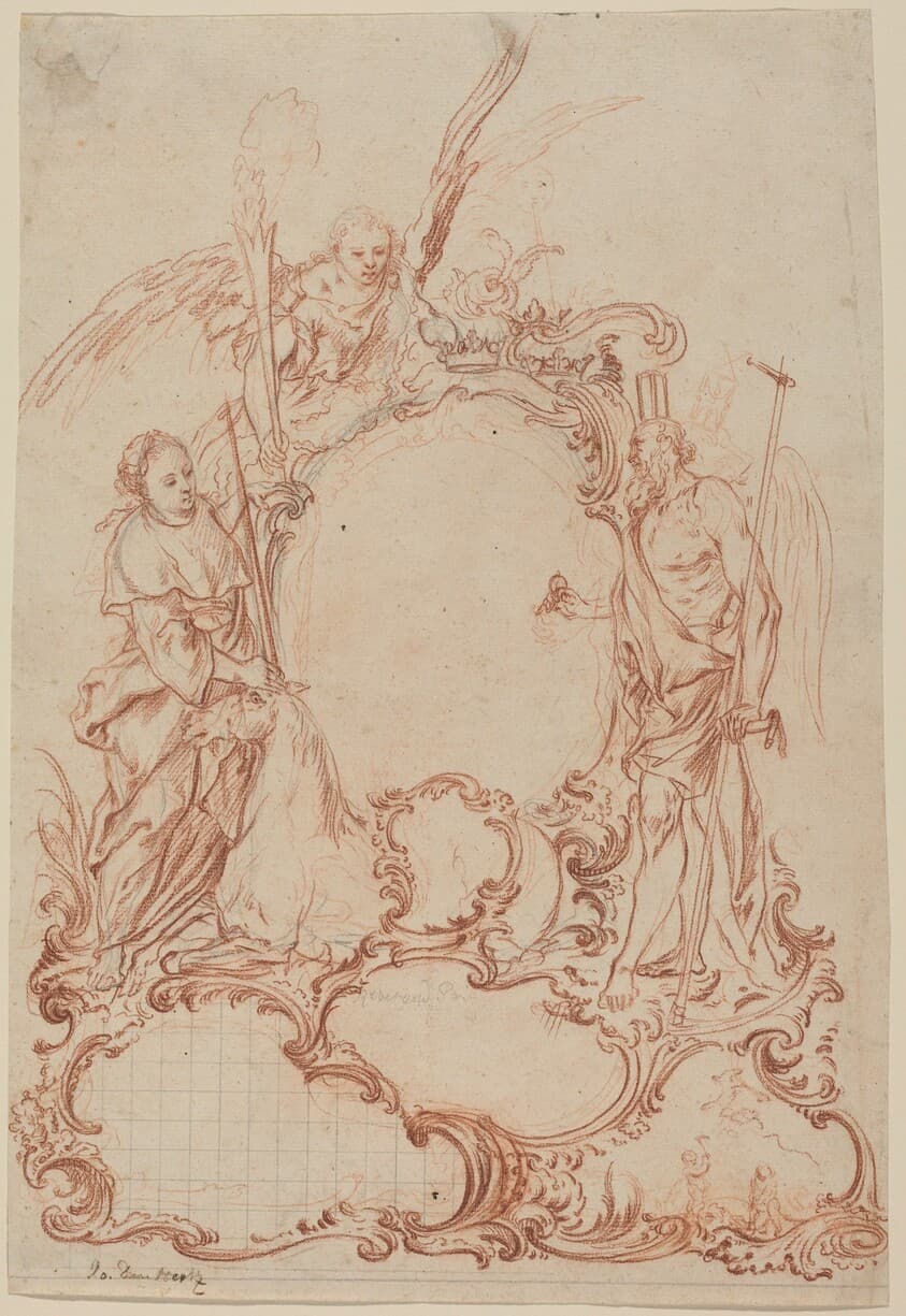 Rococo Cartouche with Allegorical Figures — Johann Daniel Herz the Elder