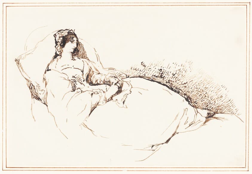 A Woman Reclining on a Cushion — George Jones