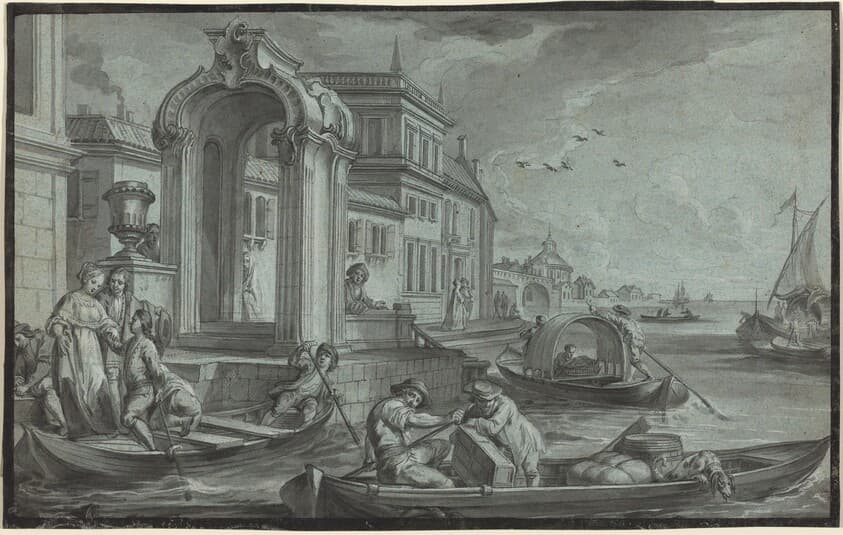 Venetian Fantasy with an Ornamental Arch — Johann Wolfgang Baumgartner