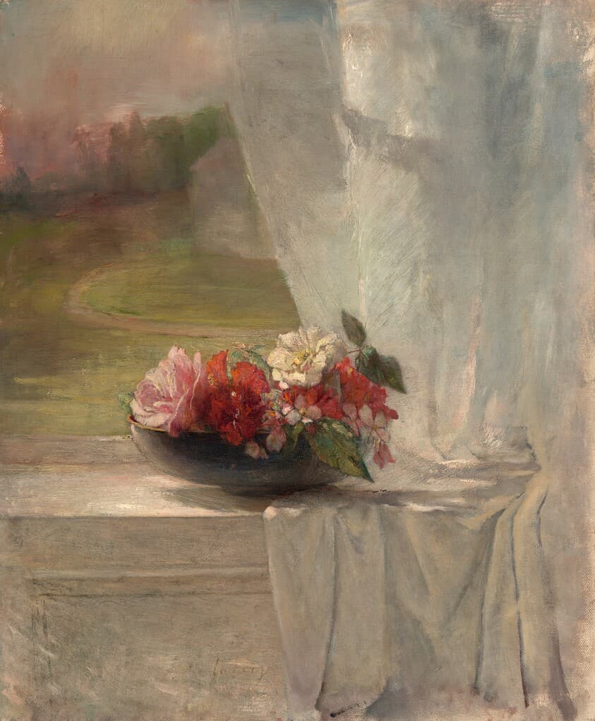 Flowers on a Window Ledge — John La Farge