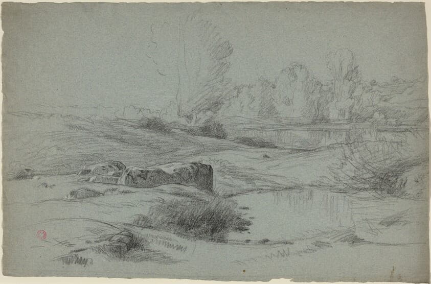 A Rocky Meadow by a River — Jean Achille Benouville