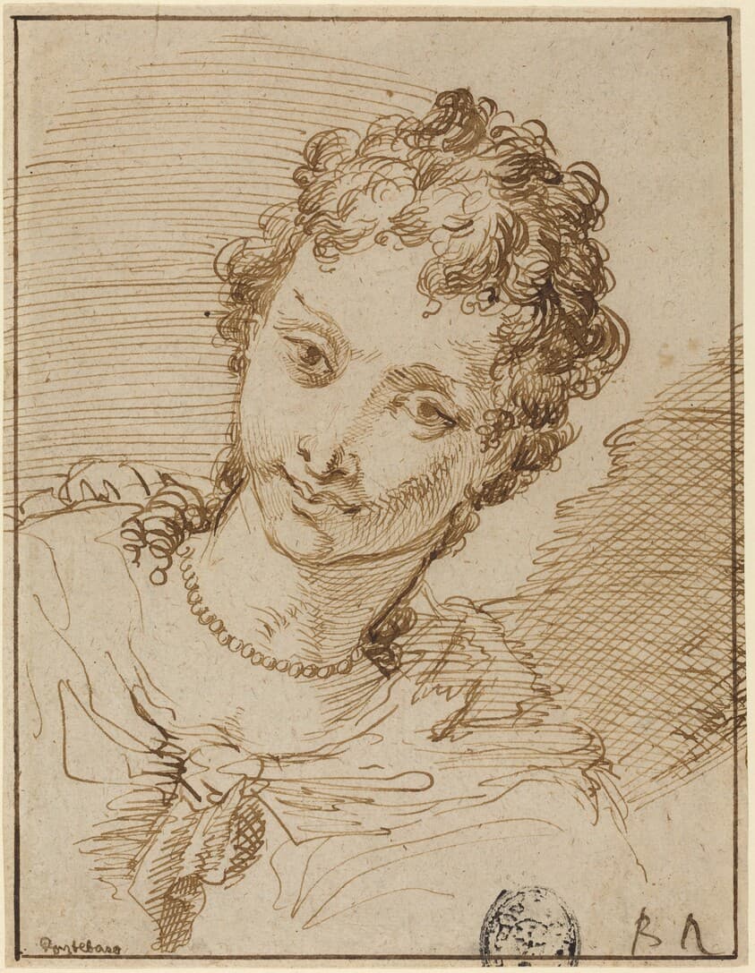 Elegant Young Woman with a Pearl Necklace — Francesco Fontebasso