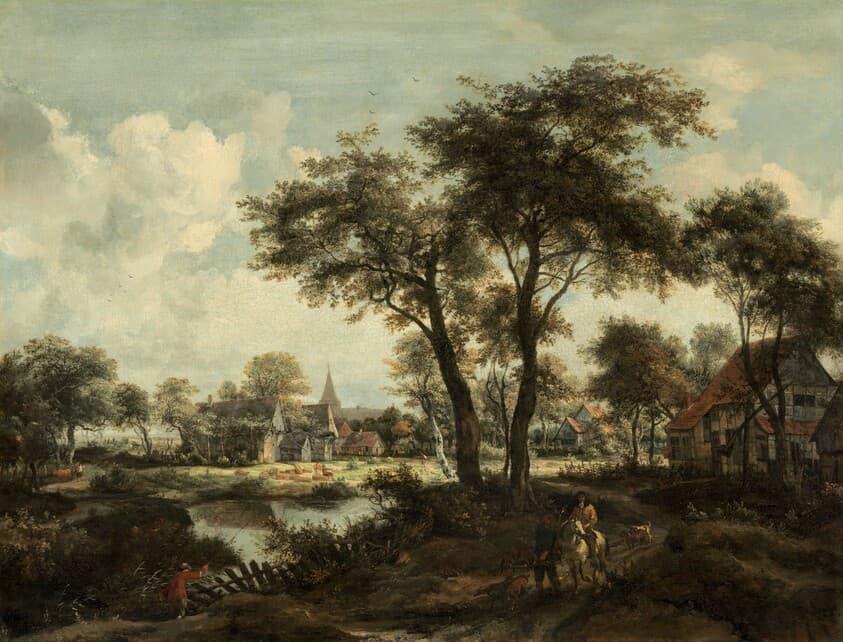 Village near a Pool — Meindert Hobbema