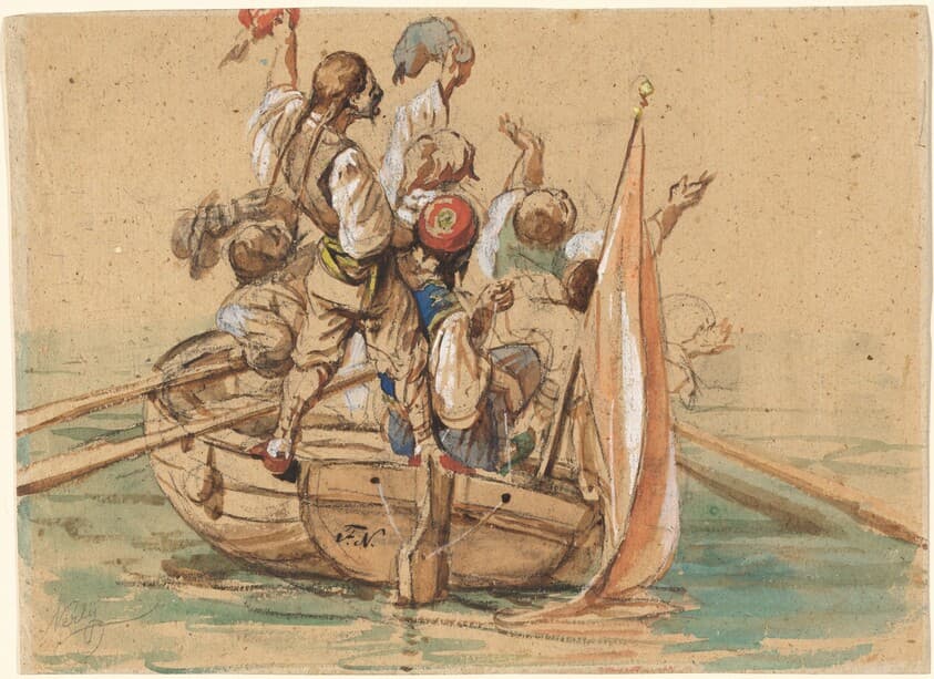 Greek Sailors on a Venetian Canal — Friedrich Nerly