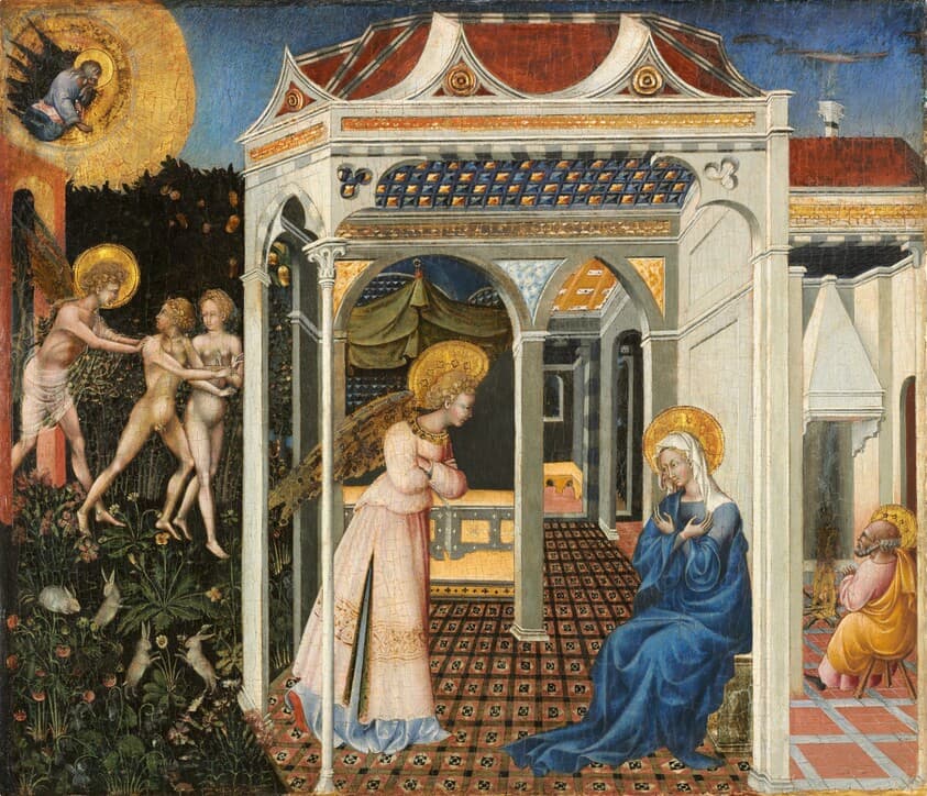 The Annunciation and Expulsion from Paradise — Giovanni di Paolo