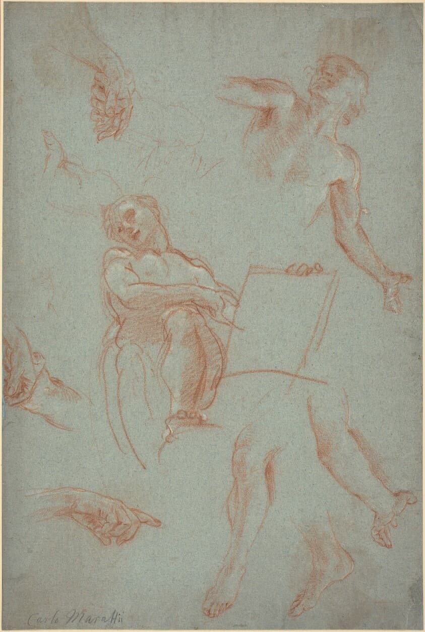 Sheet of Studies with Figures, Hands, and Feet — Agostino Masucci