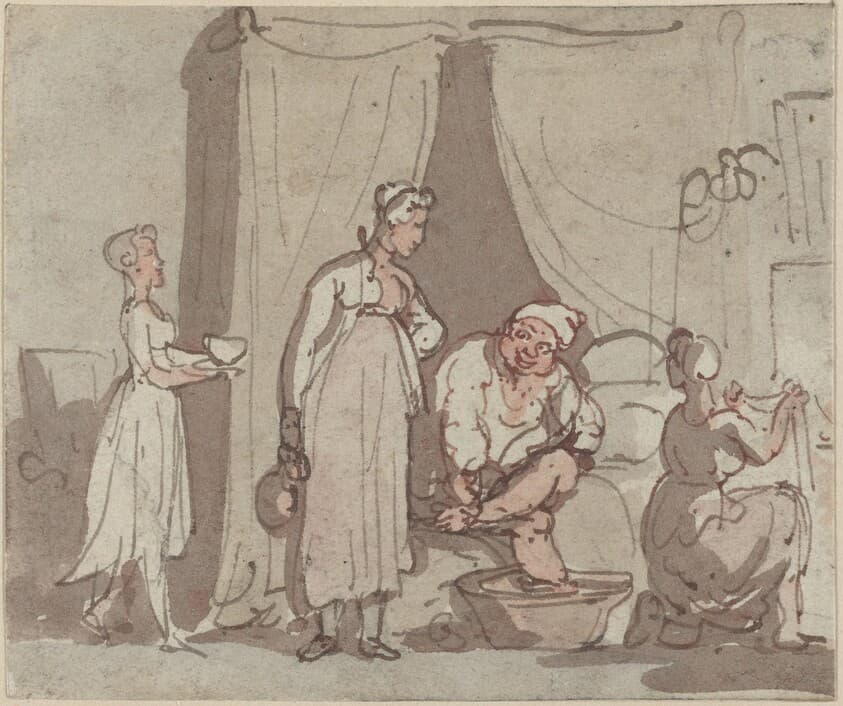 The Foot Bath (Drying Out) — Thomas Rowlandson
