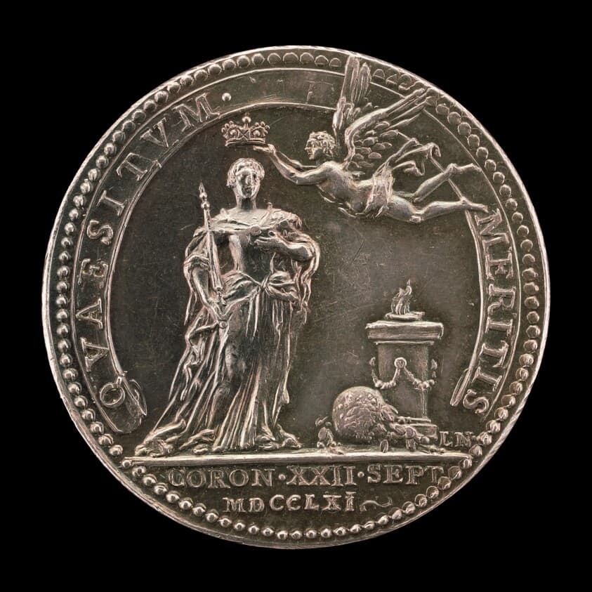 Fame Crowning the Queen before an Altar [reverse] — Johann Lorenz Natter