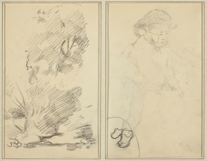 Trees; Sketch of Breton Boy [verso] — Paul Gauguin
