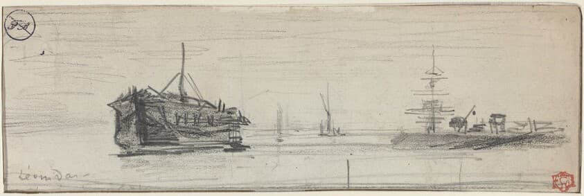 Shipping in the Port of London [recto] — Félix-Hilaire Buhot