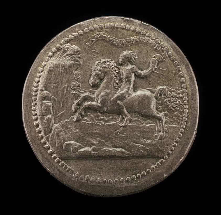 Man Riding Towards a Cliff Carrying A Scroll [reverse] — Christoph Weiditz the Elder