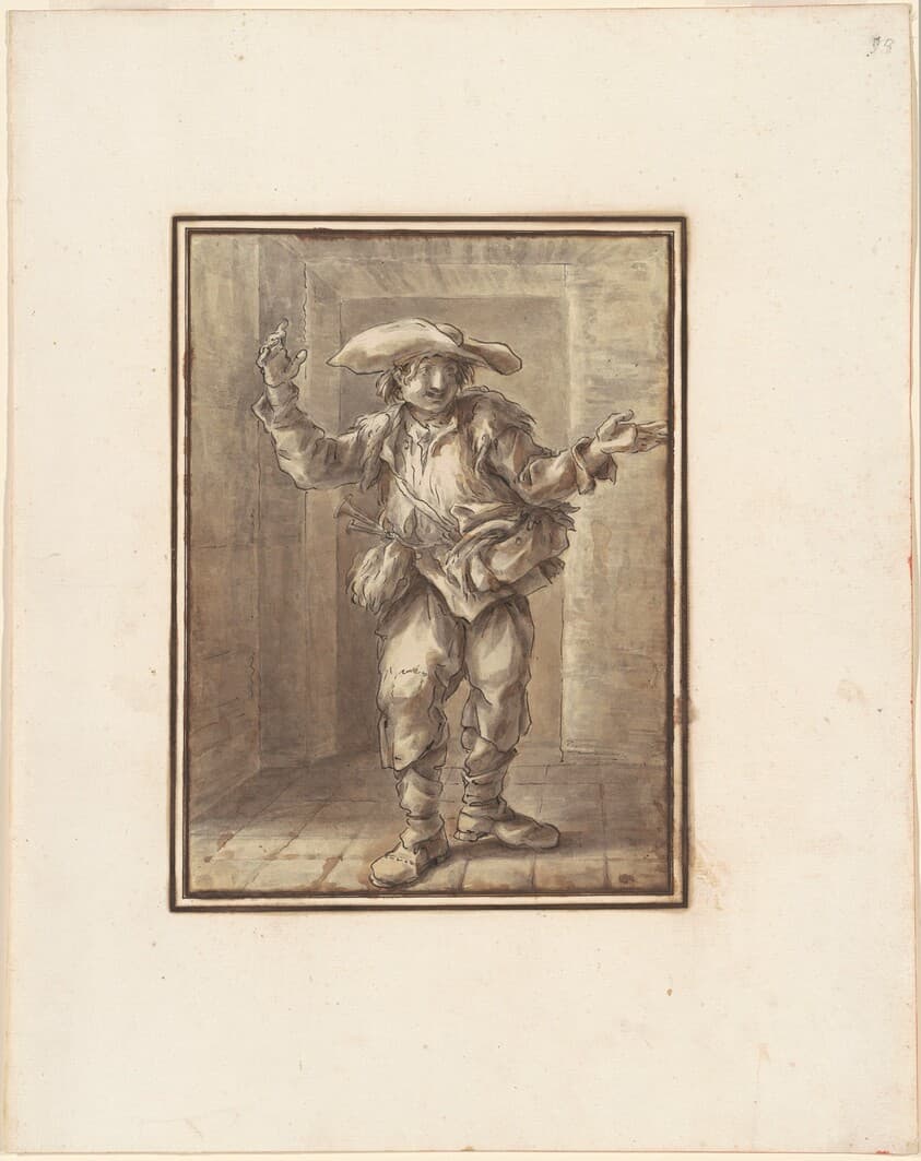 Caricature of a Peasant with a Broad Hat — Carlo Marchionni