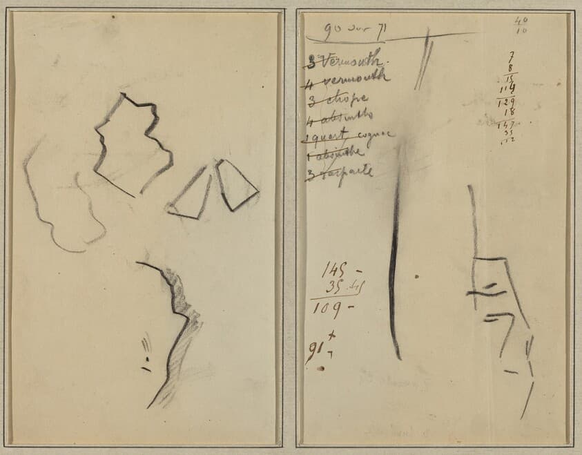 A Profile and Four Shapes; Sketch of a Man's Head [recto] — Paul Gauguin