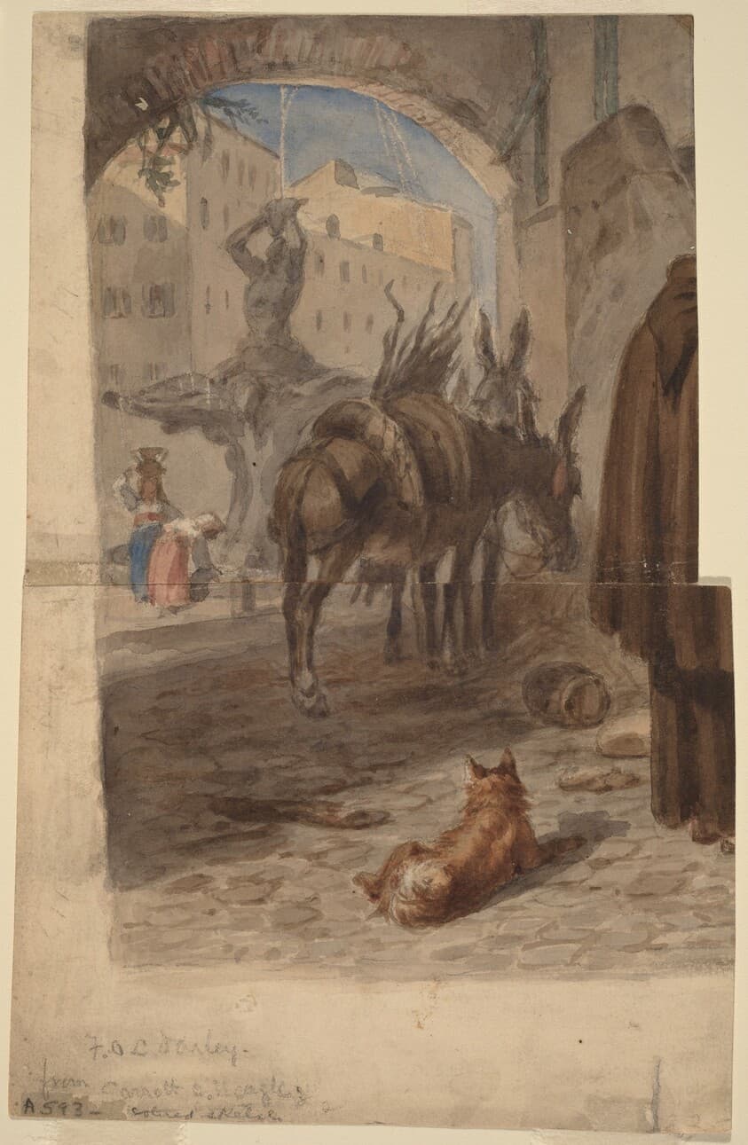 Bernini Fountain, Rome [recto] — Felix Octavius Carr Darley