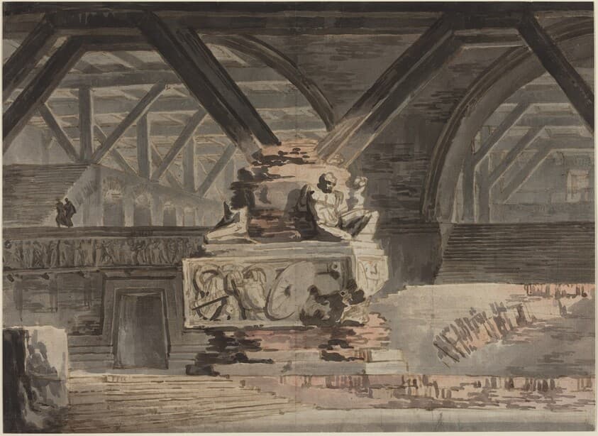 Stage Design: A Sepulchral Vault — Karl Friedrich Schinkel