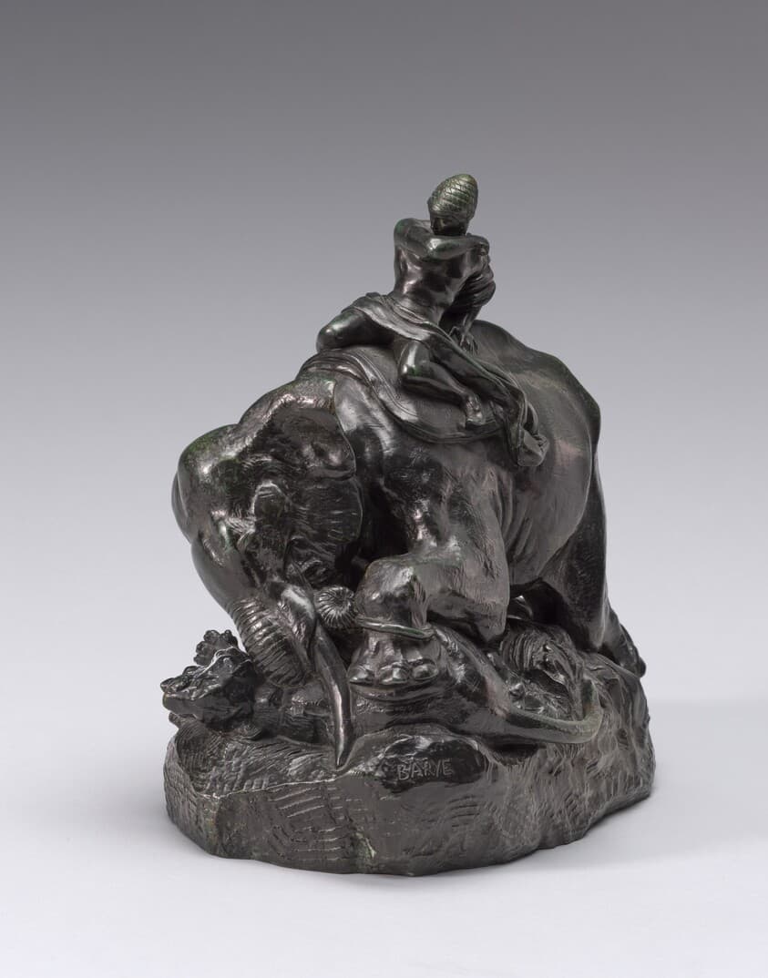 Indian Mounted on an Elephant Crushing a Tiger — Antoine-Louis Barye