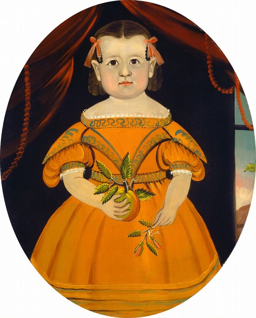 Little Girl Holding Apple — Sturtevant J. Hamblin