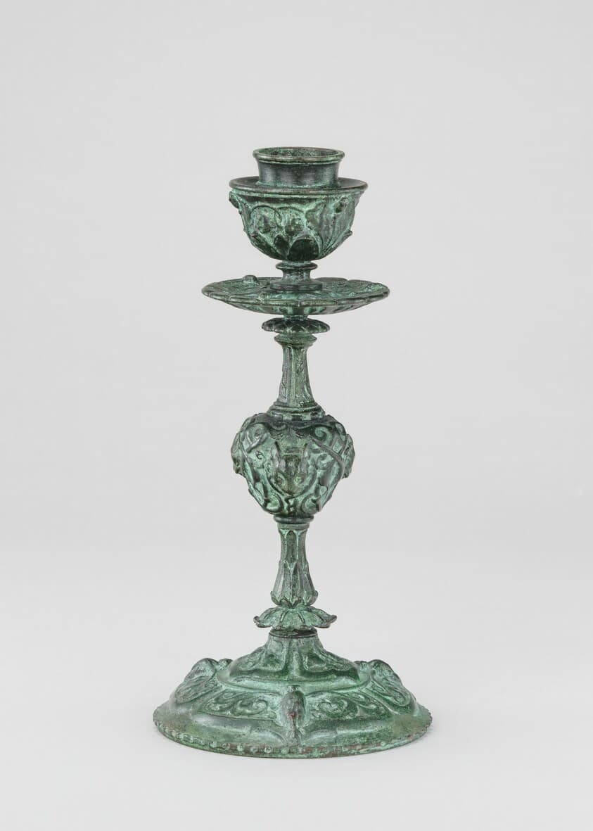 Candlestick, Cup Form, with Arabesques, Bell Flowers, Owls, and Panthers' Heads — Antoine-Louis Barye