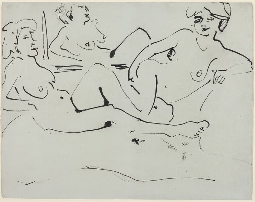 Dodo and an Older Woman Reclining before a Mirror — Ernst Ludwig Kirchner