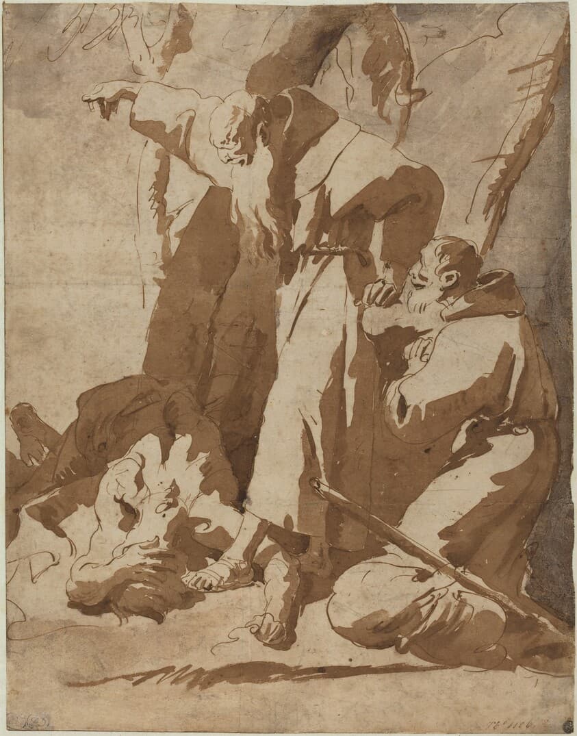 Two Monks with a Prostrate Man — Giovanni Battista Tiepolo