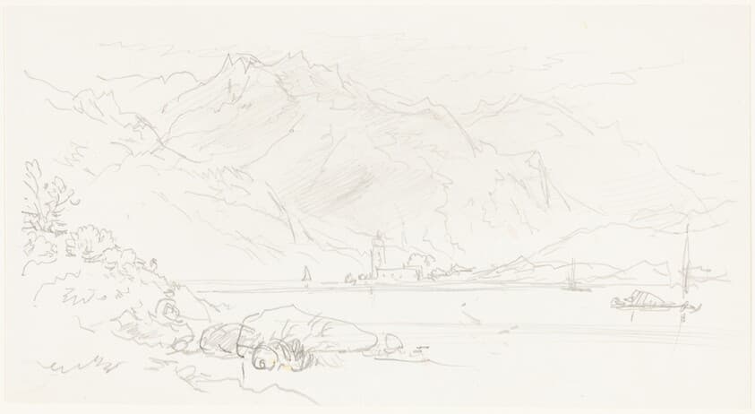 Lake in a Mountainous Landscape — Myles Birket Foster