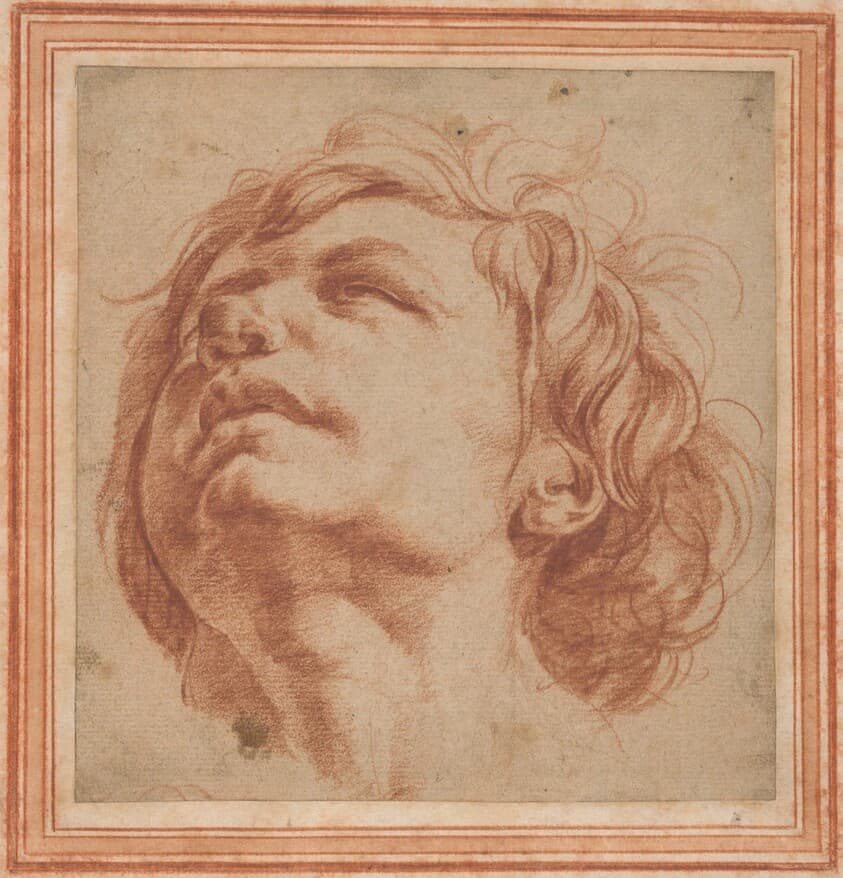 Head Study of a Young Man Looking Upward — Dirk Helmbreker