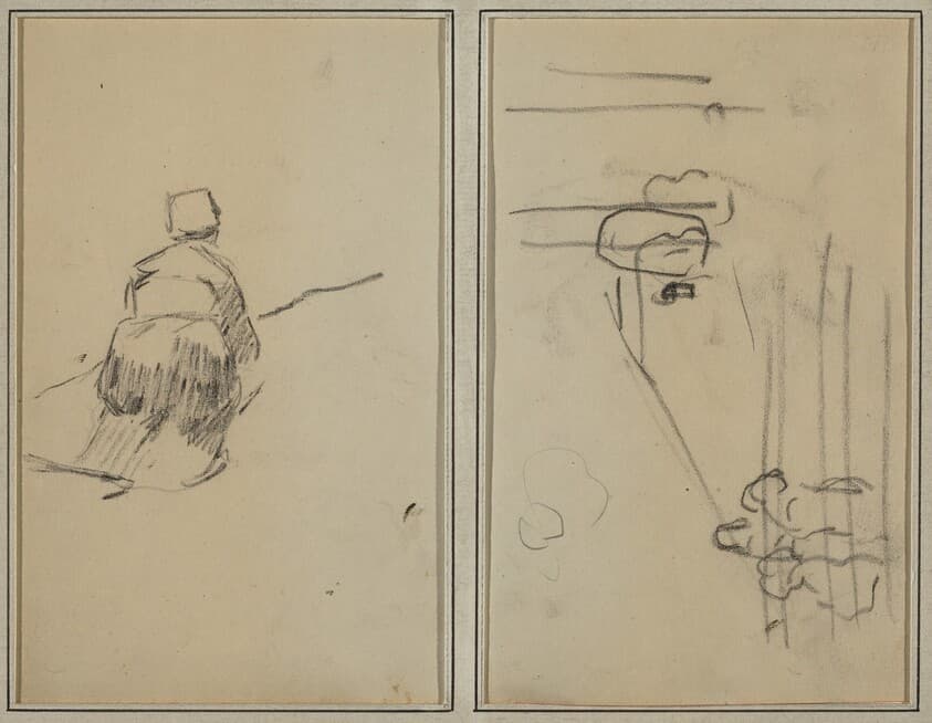 A Breton Woman Walking; Sketch with Stairs [verso] — Paul Gauguin