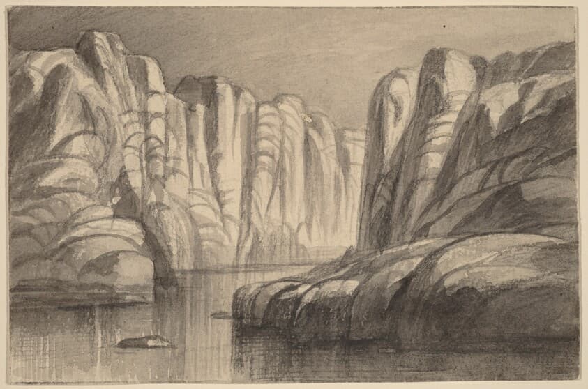 River Winding through a Rock Formation (Philae, Egypt) — Edward Lear