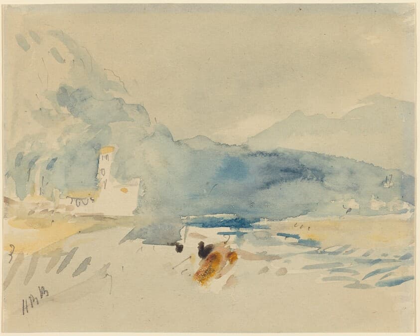 A Landscape with Mountains and a Stream — Hercules Brabazon Brabazon