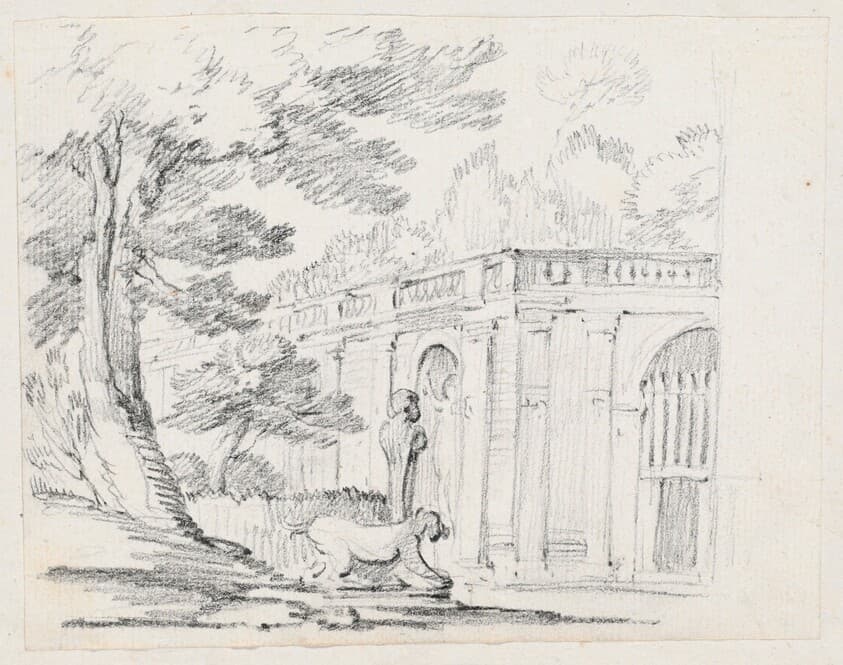 Loggia and Statuary in an Italian Garden — Joseph-Marie Vien