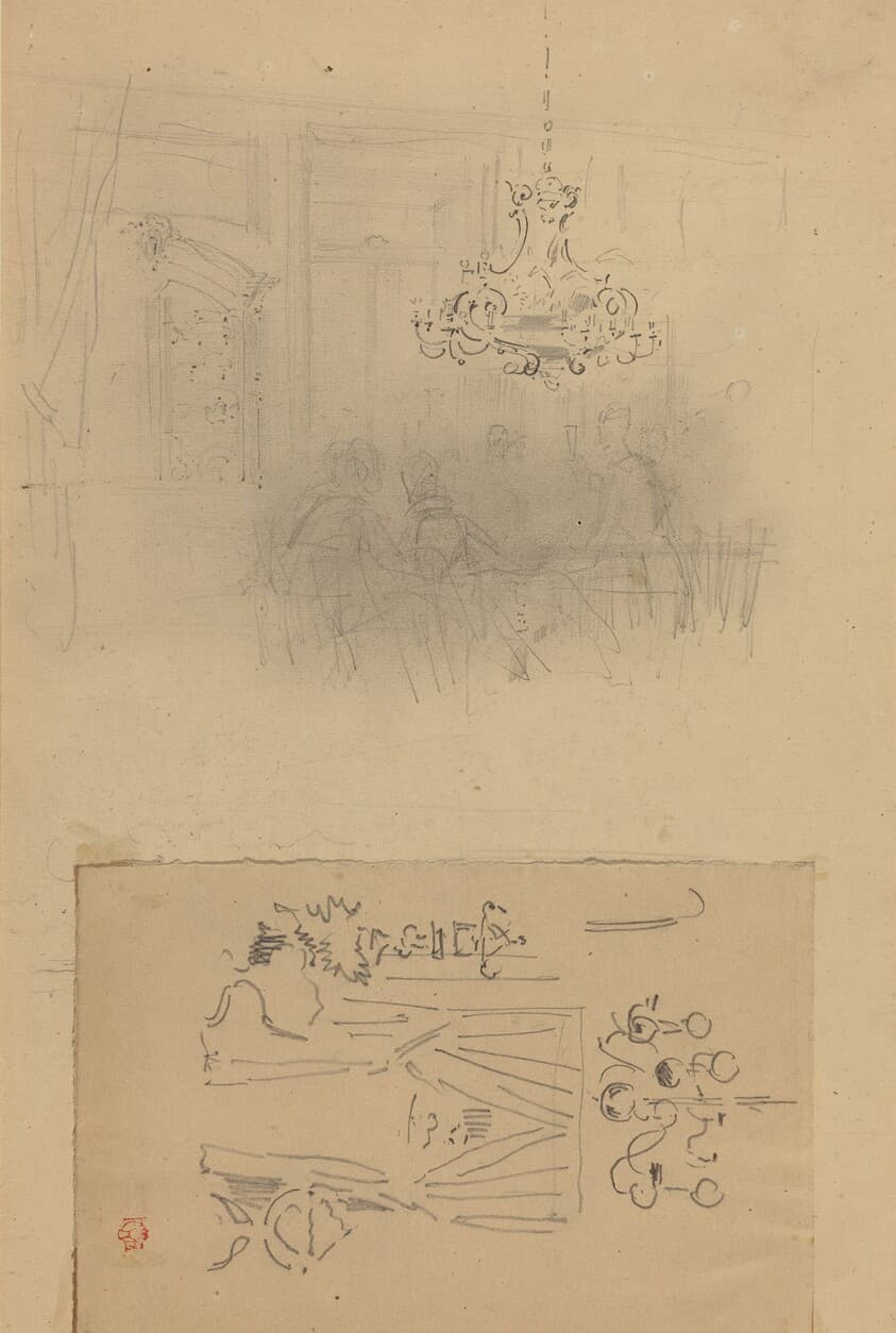 A Gathering in an Interior; A Curtained Doorway — Félix-Hilaire Buhot