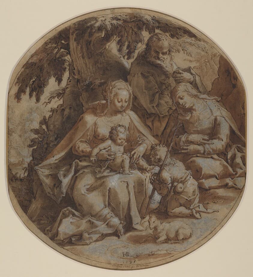 The Holy Family with Saint Elizabeth and Saint John the Baptist — Hendrik Goltzius