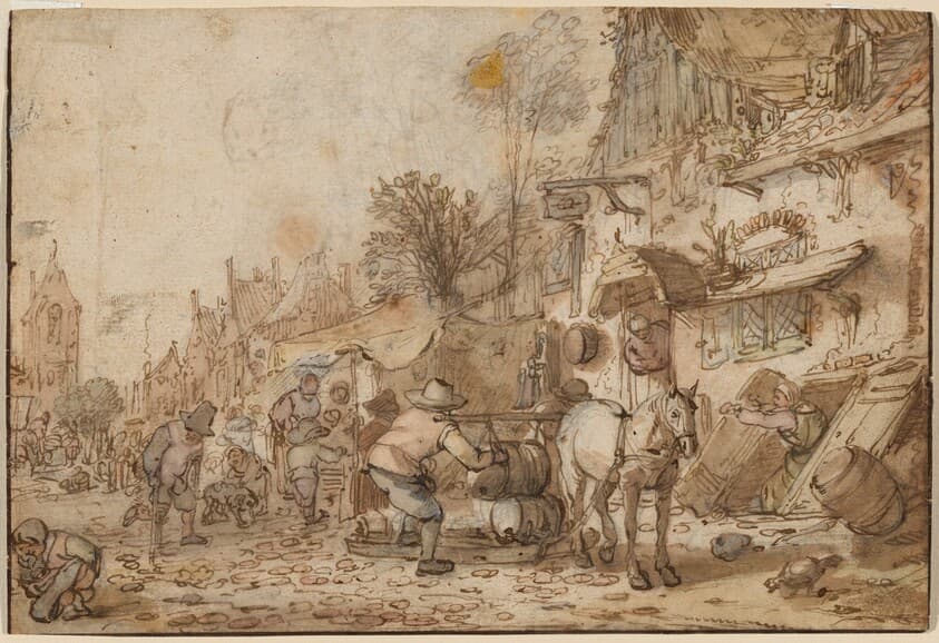 Workmen before an Inn — Isack van Ostade