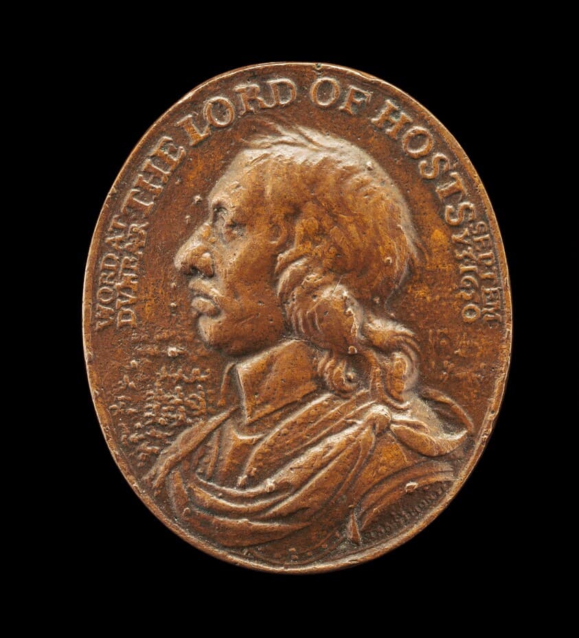 Oliver Cromwell, Commemorating the Victory at the Battle of Dunbar [obverse] — Thomas Simon